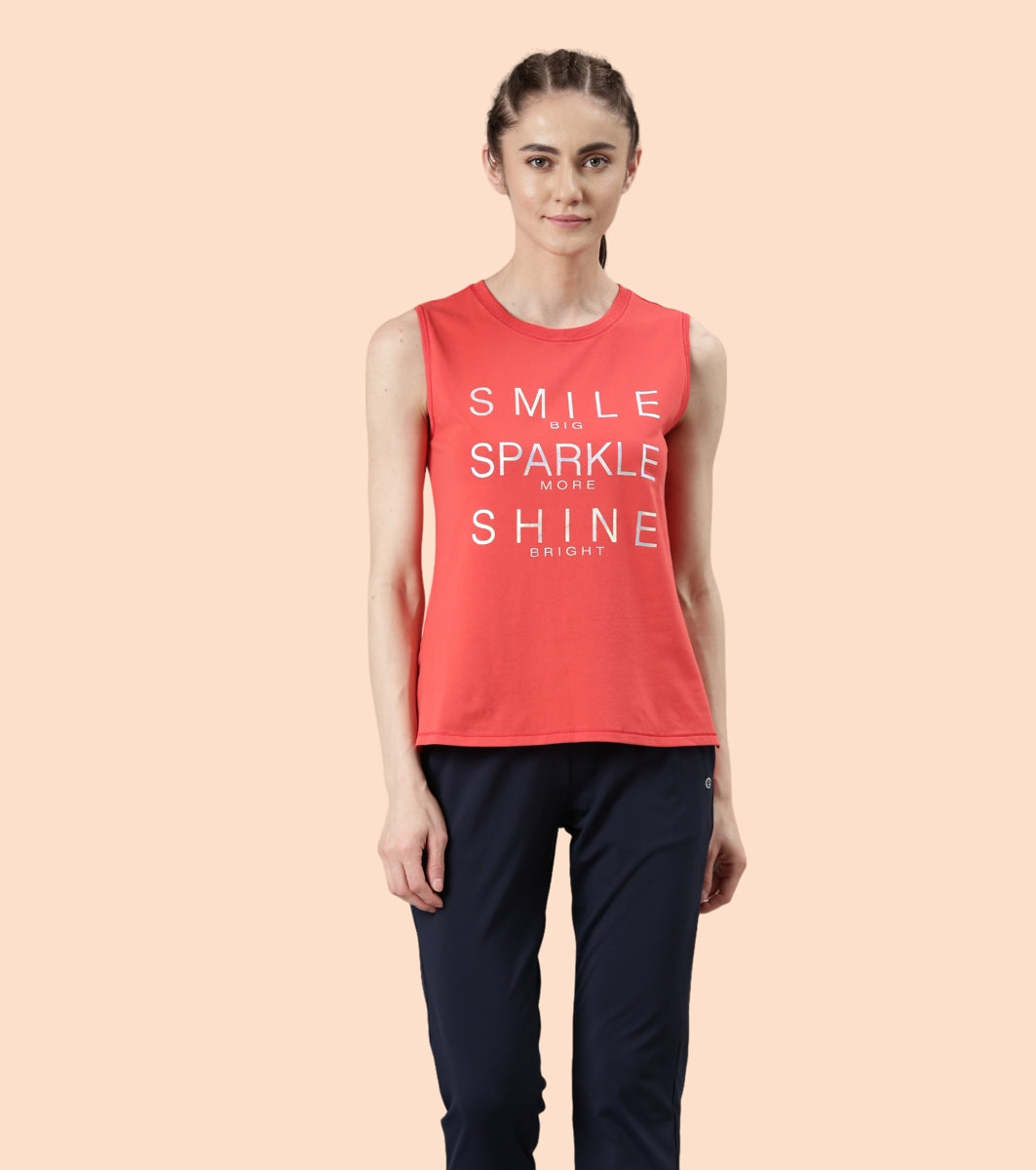 Stay Cool Tank | Crew Neck Anti-odour Stretch Cotton Muscle Tank With Graphic Print