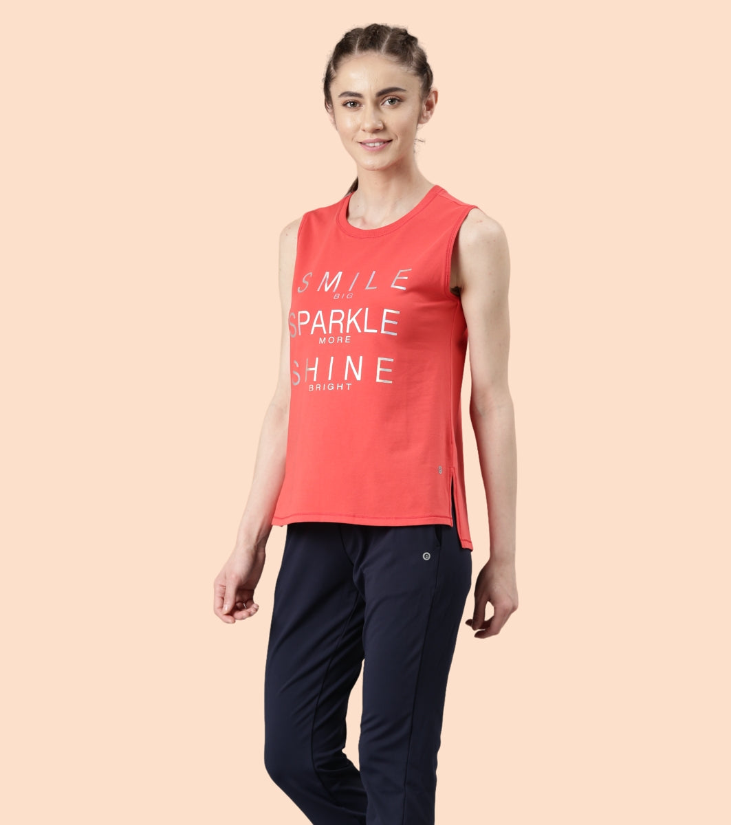 Stay Cool Tank | Crew Neck Anti-odour Stretch Cotton Muscle Tank With Graphic Print