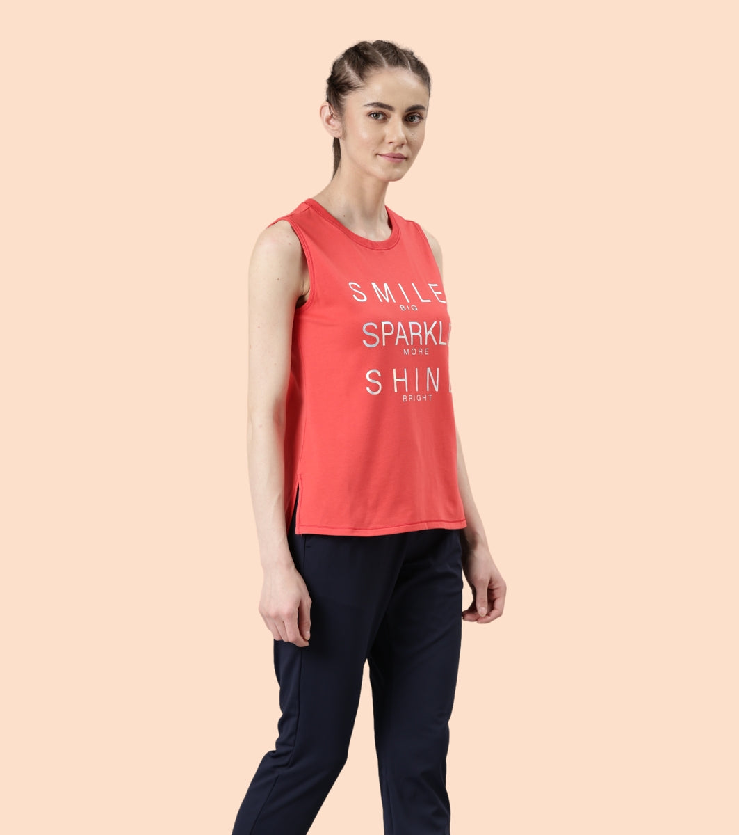 Stay Cool Tank | Crew Neck Anti-odour Stretch Cotton Muscle Tank With Graphic Print