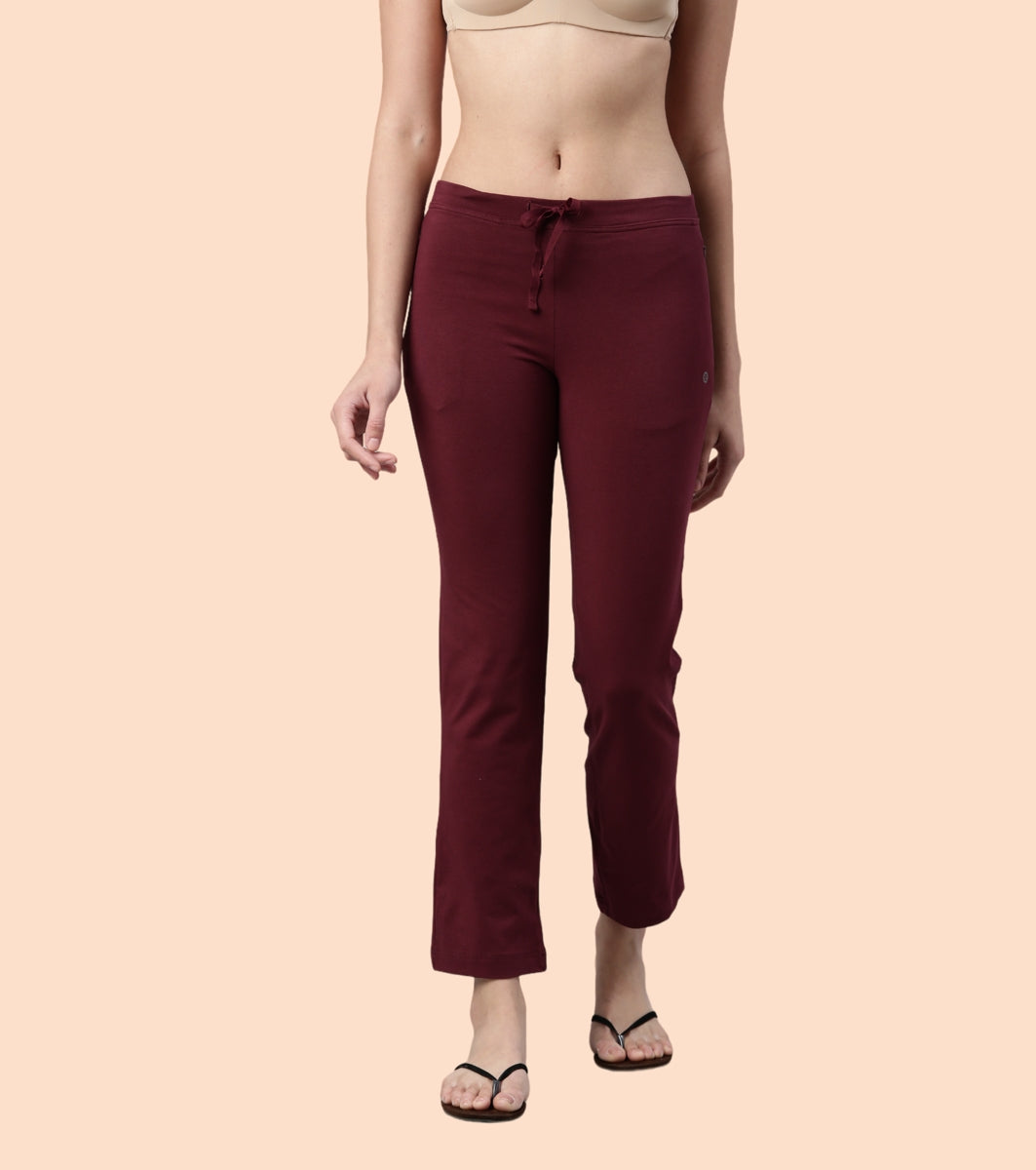 Lounge Pants | Basic Straight Leg Pants With Adjustable Drawstring And Zipper Pockets