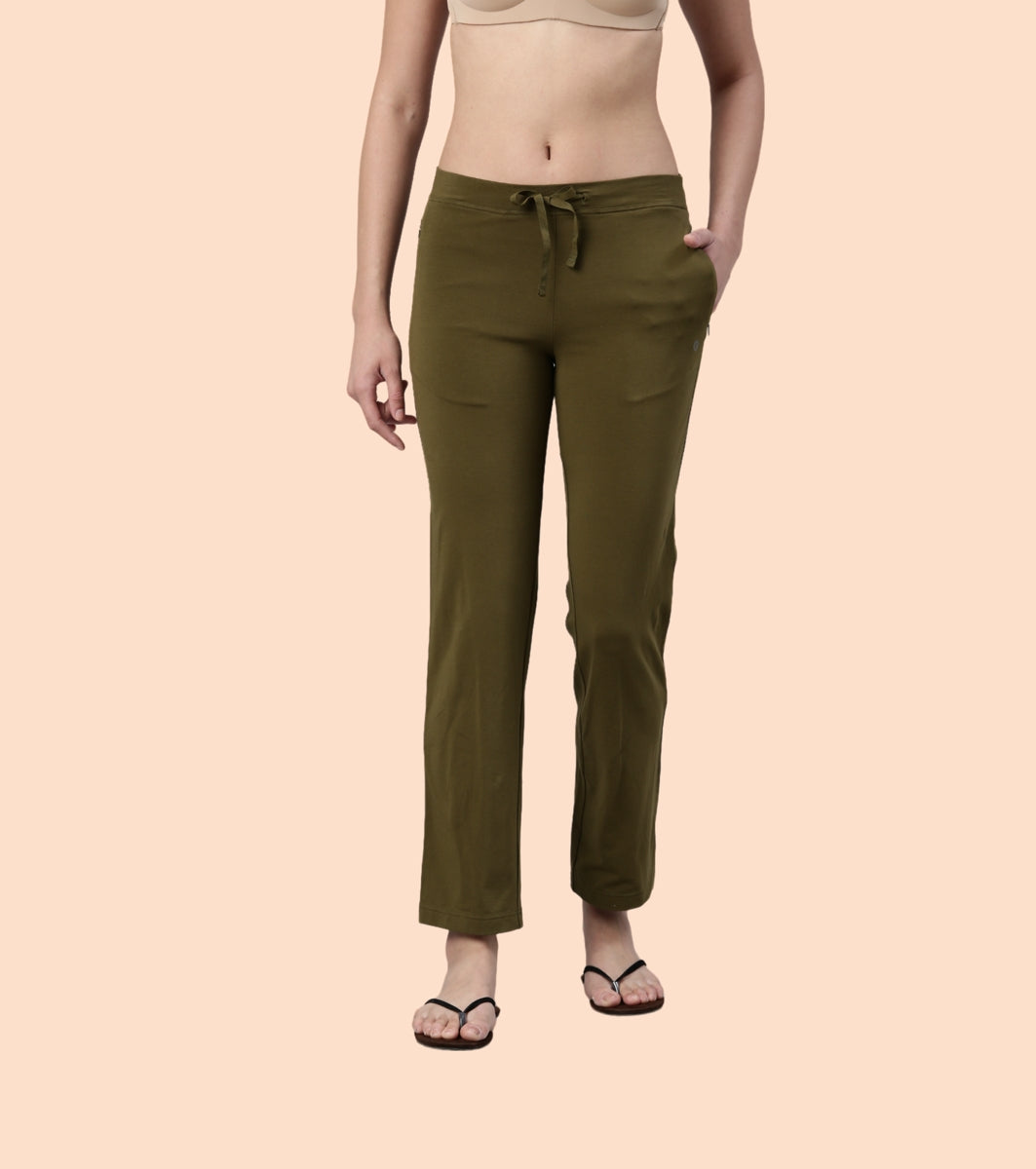 Lounge Pants | Basic Straight Leg Pants With Adjustable Drawstring And Zipper Pockets