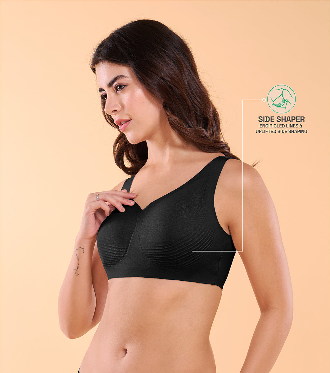 Enamor IO01 Invisi Encircle Black Bra - Padded, Wirefree, High Coverage