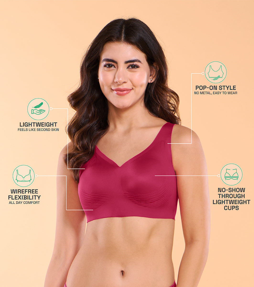 Enamor IO01 Invisi Encircle Cherry Pink Bra - Padded, Wirefree, High Coverage