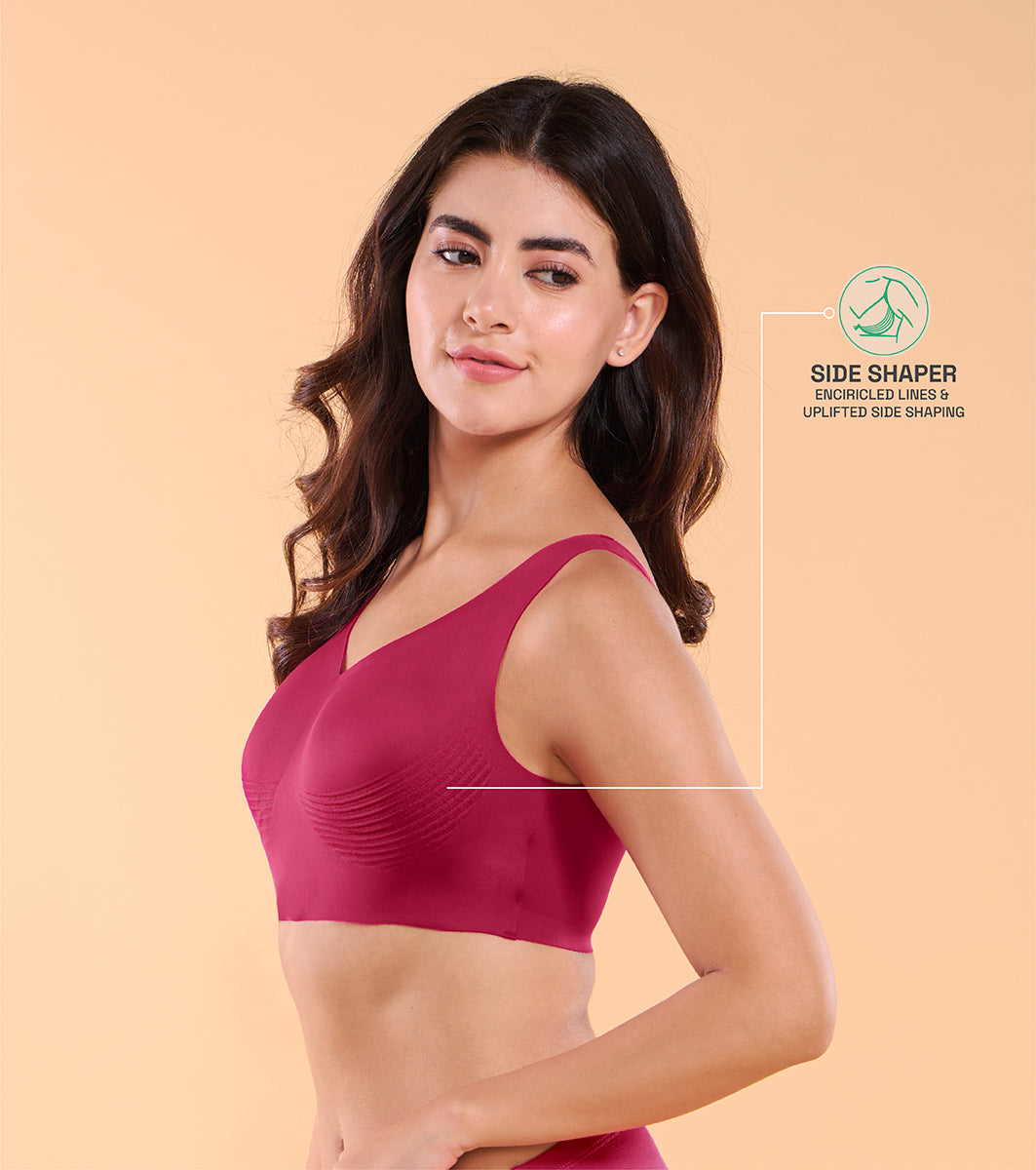 Enamor IO01 Invisi Encircle Cherry Pink Bra - Padded, Wirefree, High Coverage