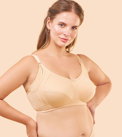 Enamor Eco-Melange MT02 Sectioned Lift and Support Cotton Nursing Bra for Women- High Coverage, Non Padded and Wirefree - Capri Melange