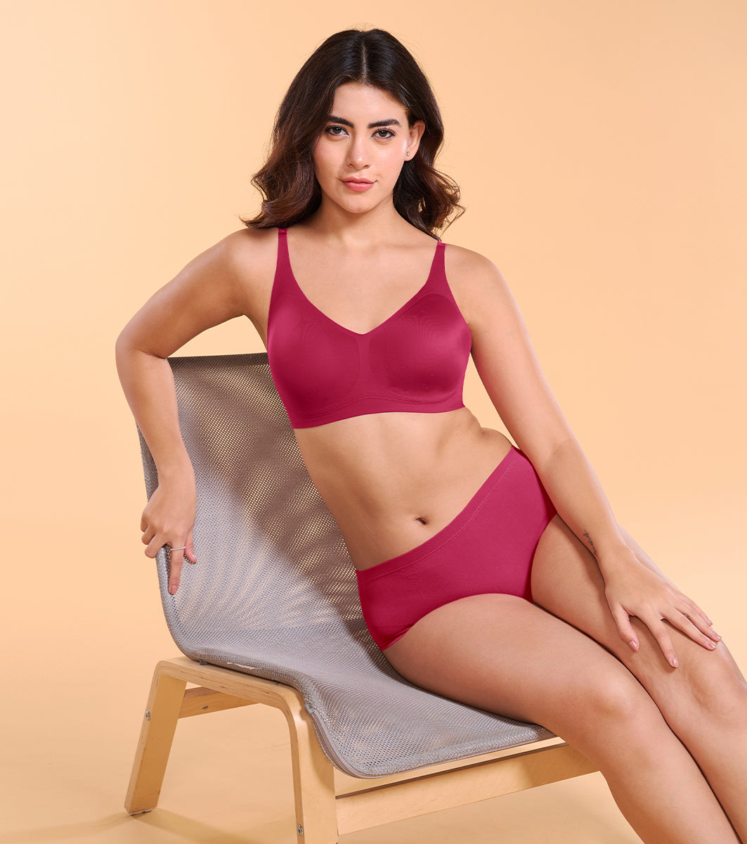 Enamor IO02 Invisi Comfort Lift Cherry Pink Bra - Padded, Wirefree, Medium Coverage