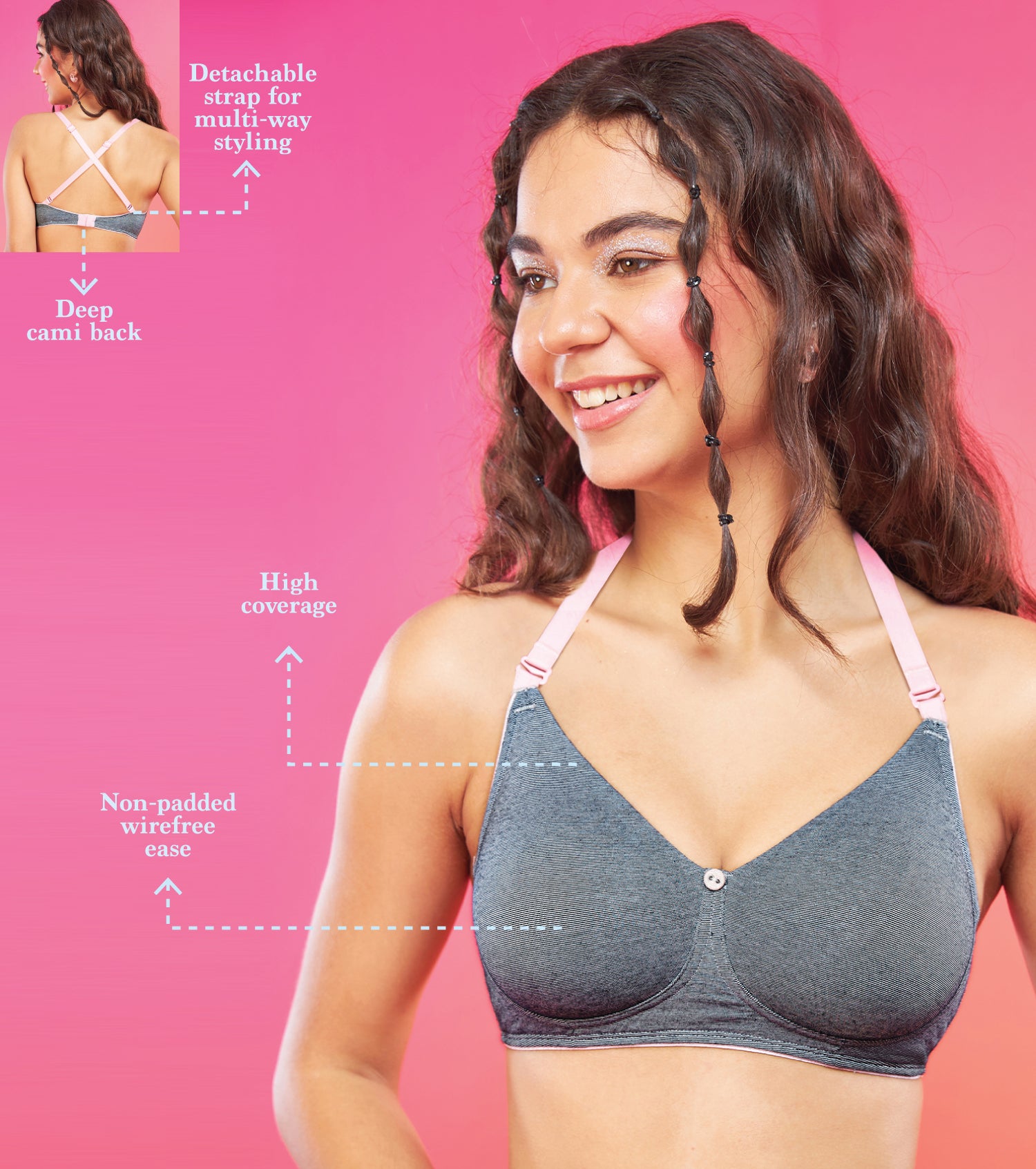 Buy Enamor Grey Non-Wired Padded Full Coverage Bra for Women's