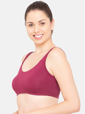 Enamor Low Impact Cotton Bra For Women - Non-Padded, Non-Wired, High-Coverage Bra For All-Day Comfort | SB06