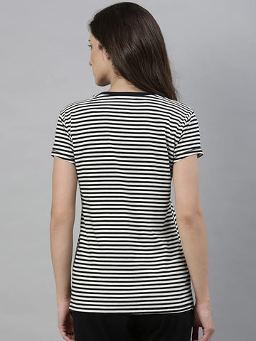 Basic Crew Tee – Striped | Short Sleeve Crew Neck Stretch Cotton Tee