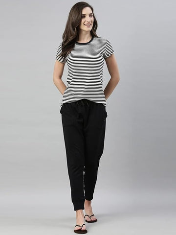 Basic Crew Tee – Striped | Short Sleeve Crew Neck Stretch Cotton Tee