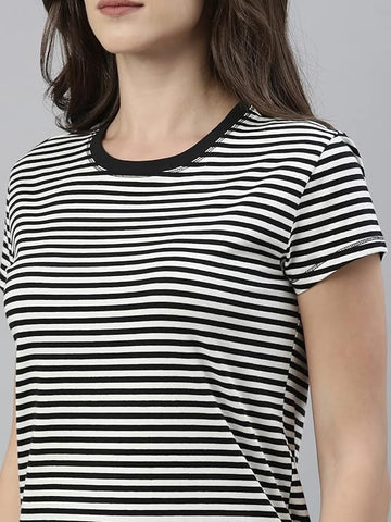 Basic Crew Tee – Striped | Short Sleeve Crew Neck Stretch Cotton Tee