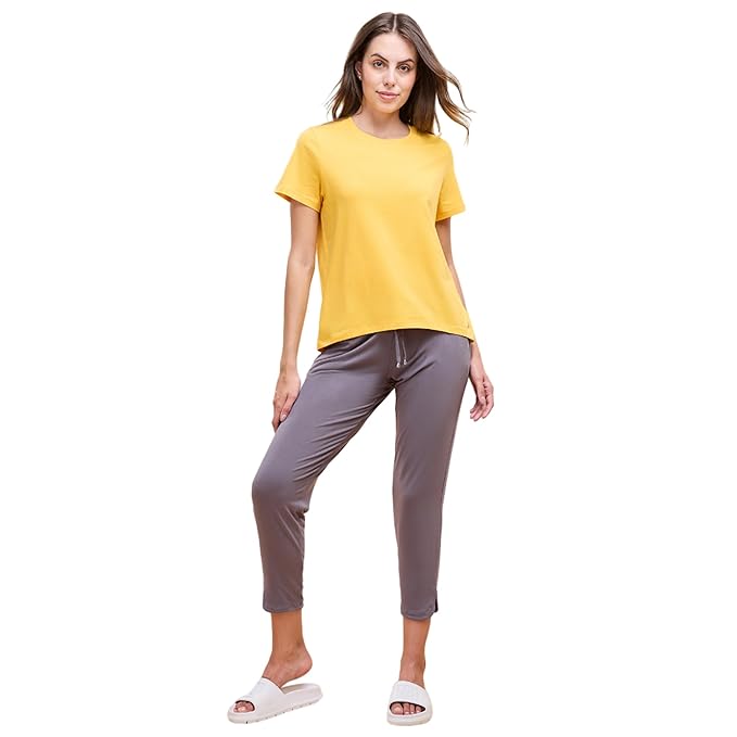 Enamor Essentials E014 Lounge Pants | Basic Straight Leg Pants With Adjustable Drawstring And Zipper Pockets