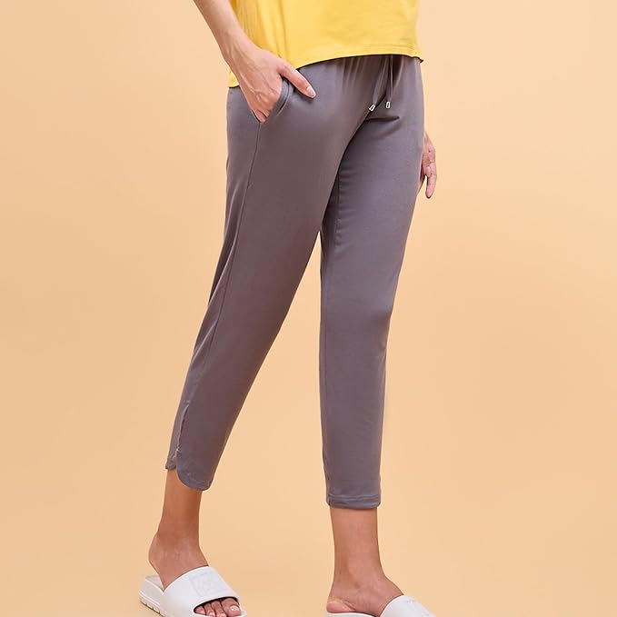 Enamor Essentials E014 Lounge Pants | Basic Straight Leg Pants With Adjustable Drawstring And Zipper Pockets