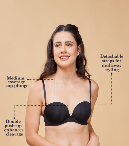 Enamor Body Transform F115 Strapless Multiway Plunge Push-up Bra for Women - Padded, Wired and Medium Coverage