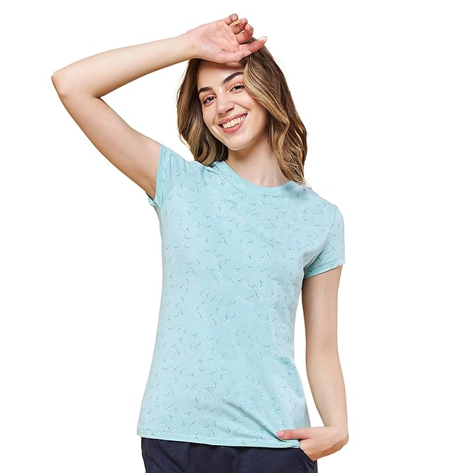 Enamor Essentials Womens E247-Short Sleeve Crew Neck Slim Fit Stretch Cotton Tee