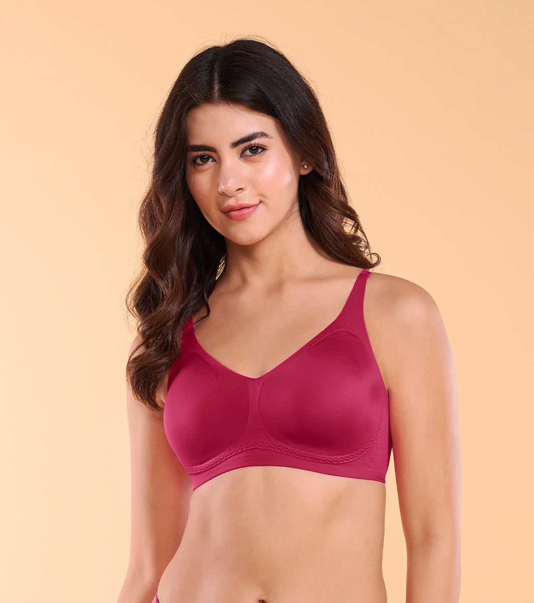 Enamor IO02 Invisi Comfort Lift Cherry Pink Bra - Padded, Wirefree, Medium Coverage