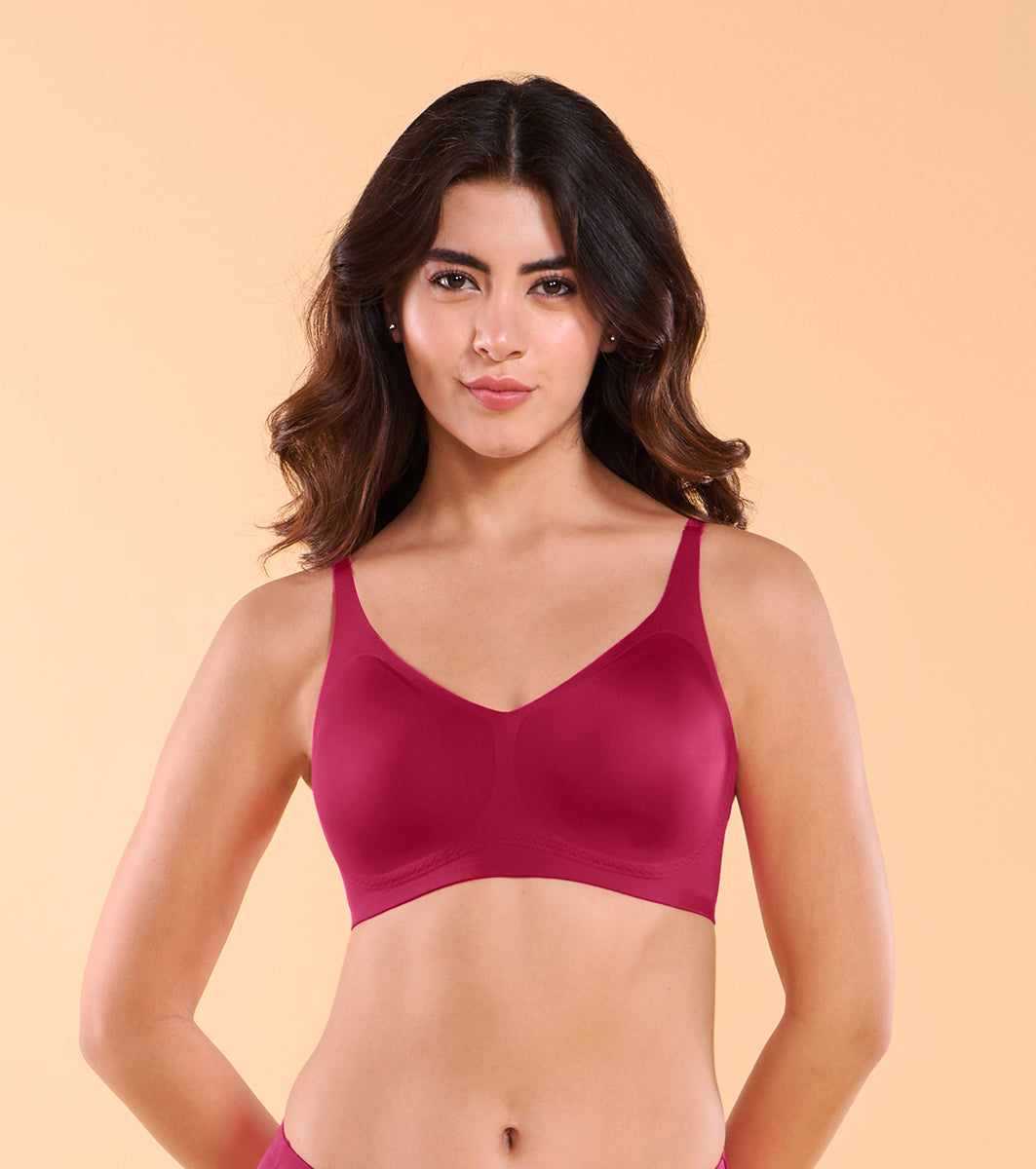 Enamor IO02 Invisi Comfort Lift Cherry Pink Bra - Padded, Wirefree, Medium Coverage