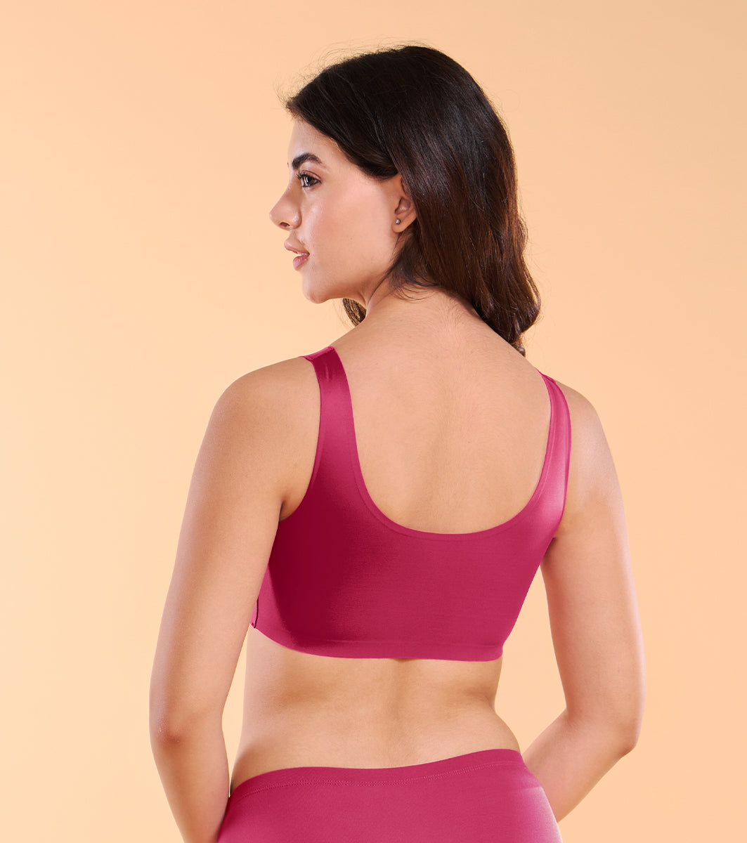 Enamor IO01 Invisi Encircle Cherry Pink Bra - Padded, Wirefree, High Coverage