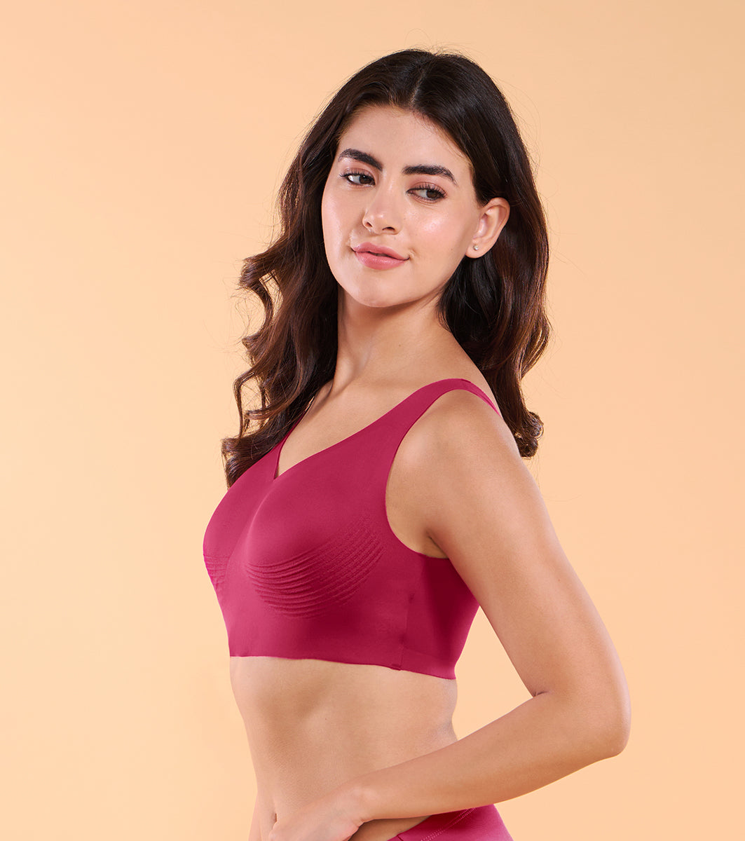 Enamor IO01 Invisi Encircle Cherry Pink Bra - Padded, Wirefree, High Coverage