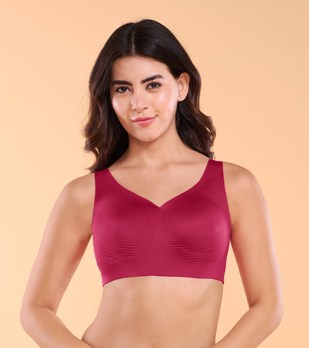 Enamor IO01 Invisi Encircle Cherry Pink Bra - Padded, Wirefree, High Coverage