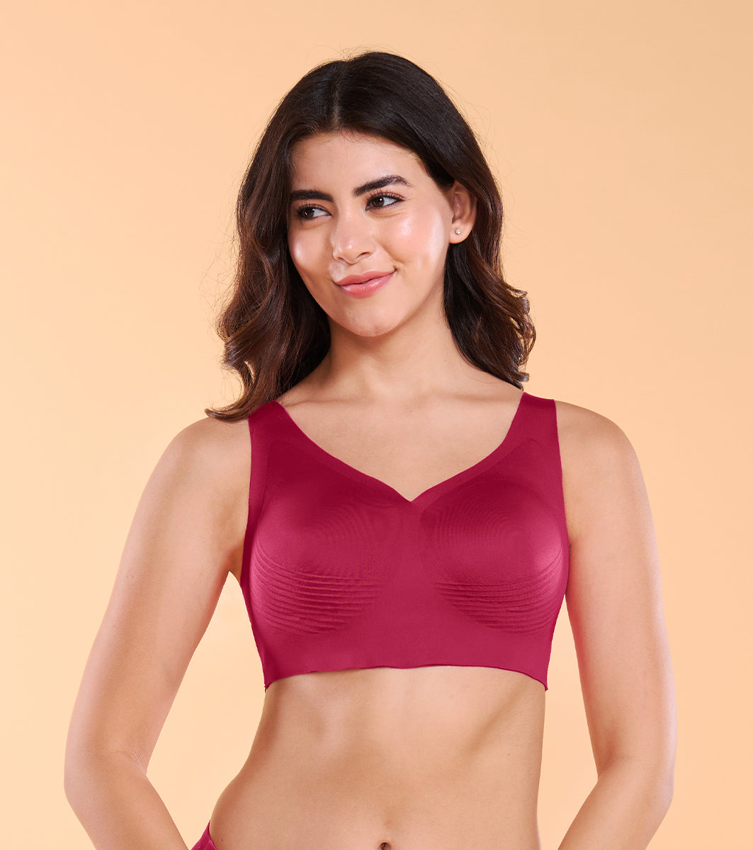 Enamor IO01 Invisi Encircle Cherry Pink Bra - Padded, Wirefree, High Coverage