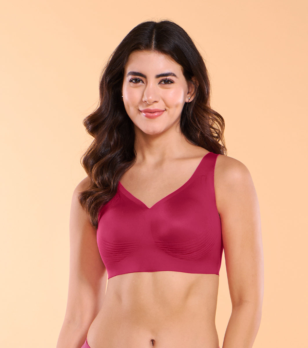 Enamor IO01 Invisi Encircle Cherry Pink Bra - Padded, Wirefree, High Coverage