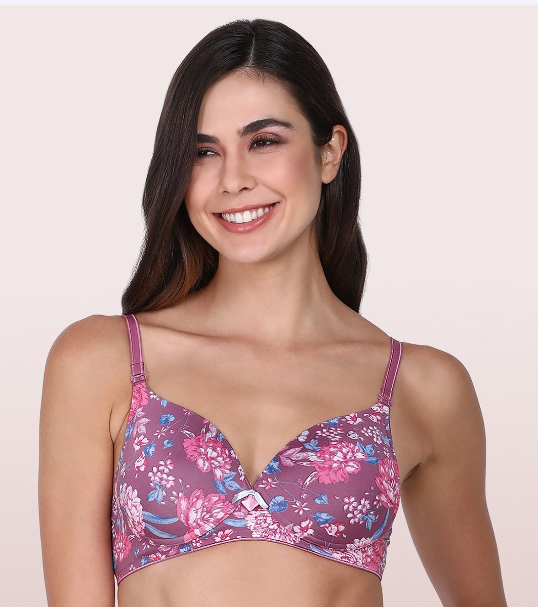 Enamor AB75 Cotton, Spandex Full Coverage Seamless T-Shirt Bra (38B,  Purple) in Delhi at best price by London Beauty - Justdial
