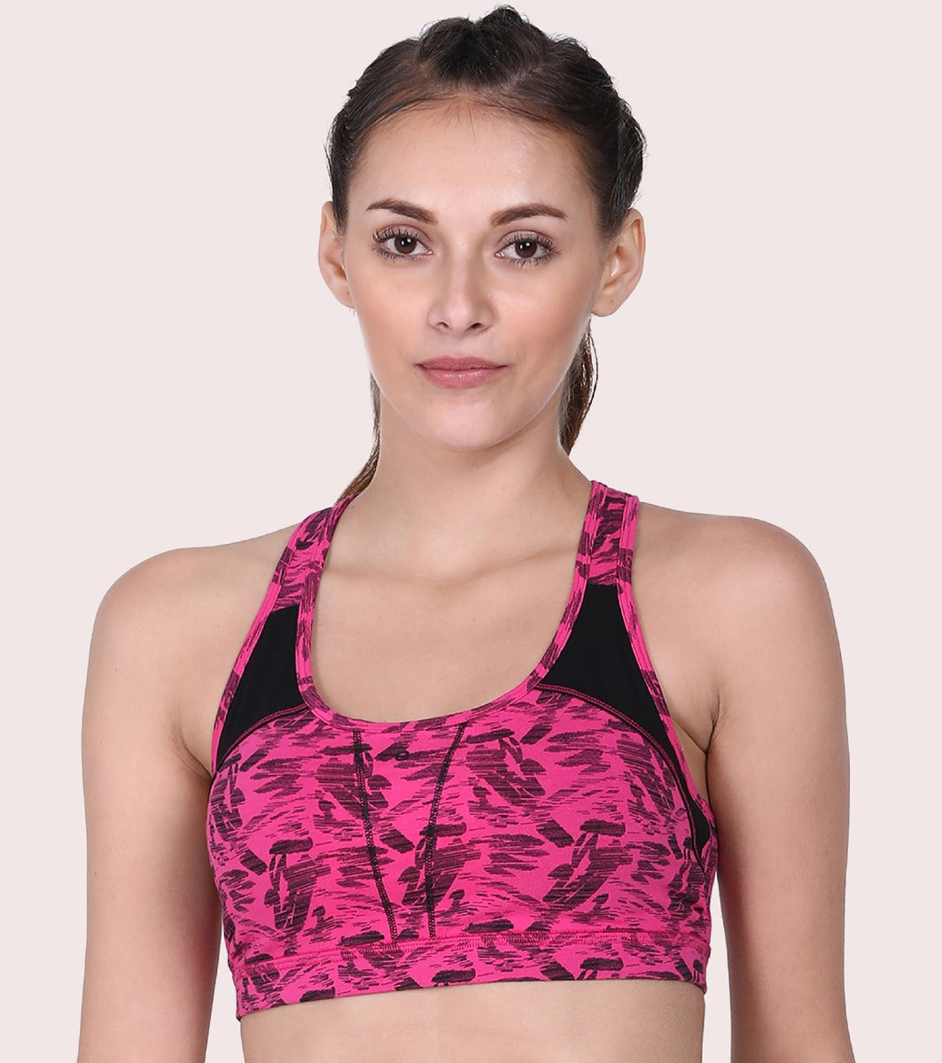 Racer Back Medium Impact Sports Bra with Removable Pads