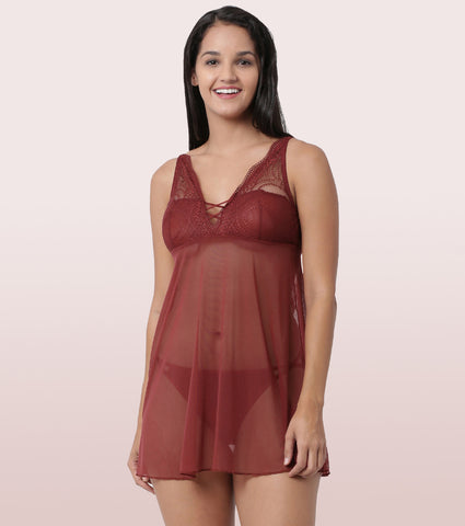 ENAMOR LACE CHEMISE BABYDOLL | NO40 | CRIMSON RED