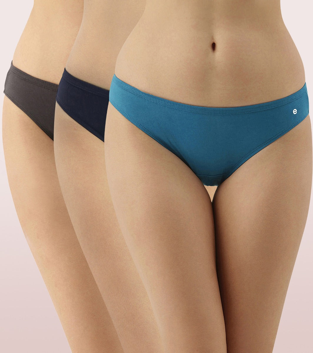 Bikini Panty | Full Coverage & Low Waist | Antimicrobial & Stain Release Finish | Pack of 3 | Colors May vary