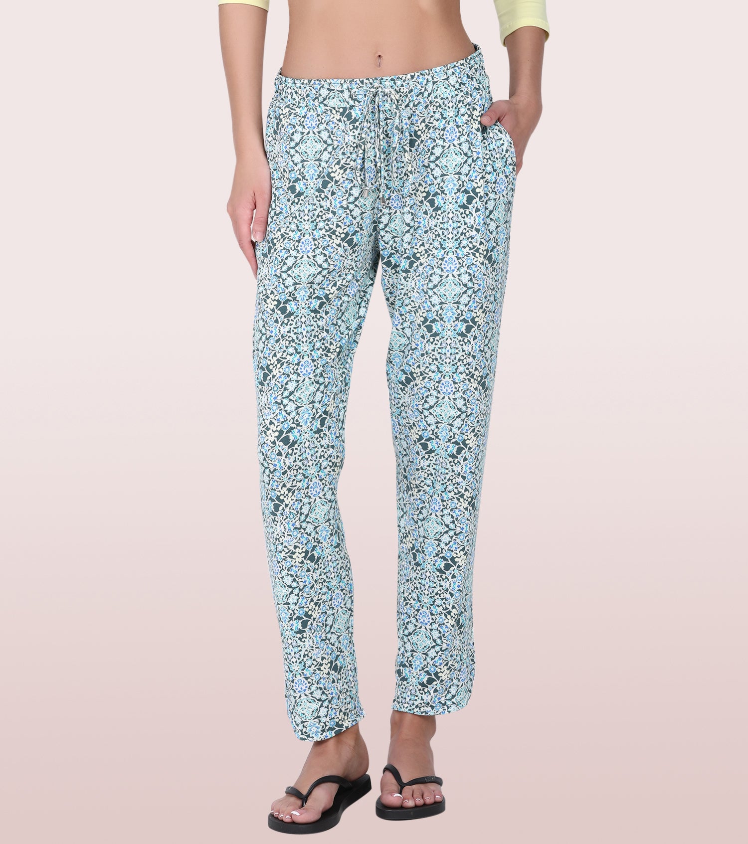 Shop-In Pants - Tapered Lounge Pants With Self Fabric Drawstring With Metal Ends