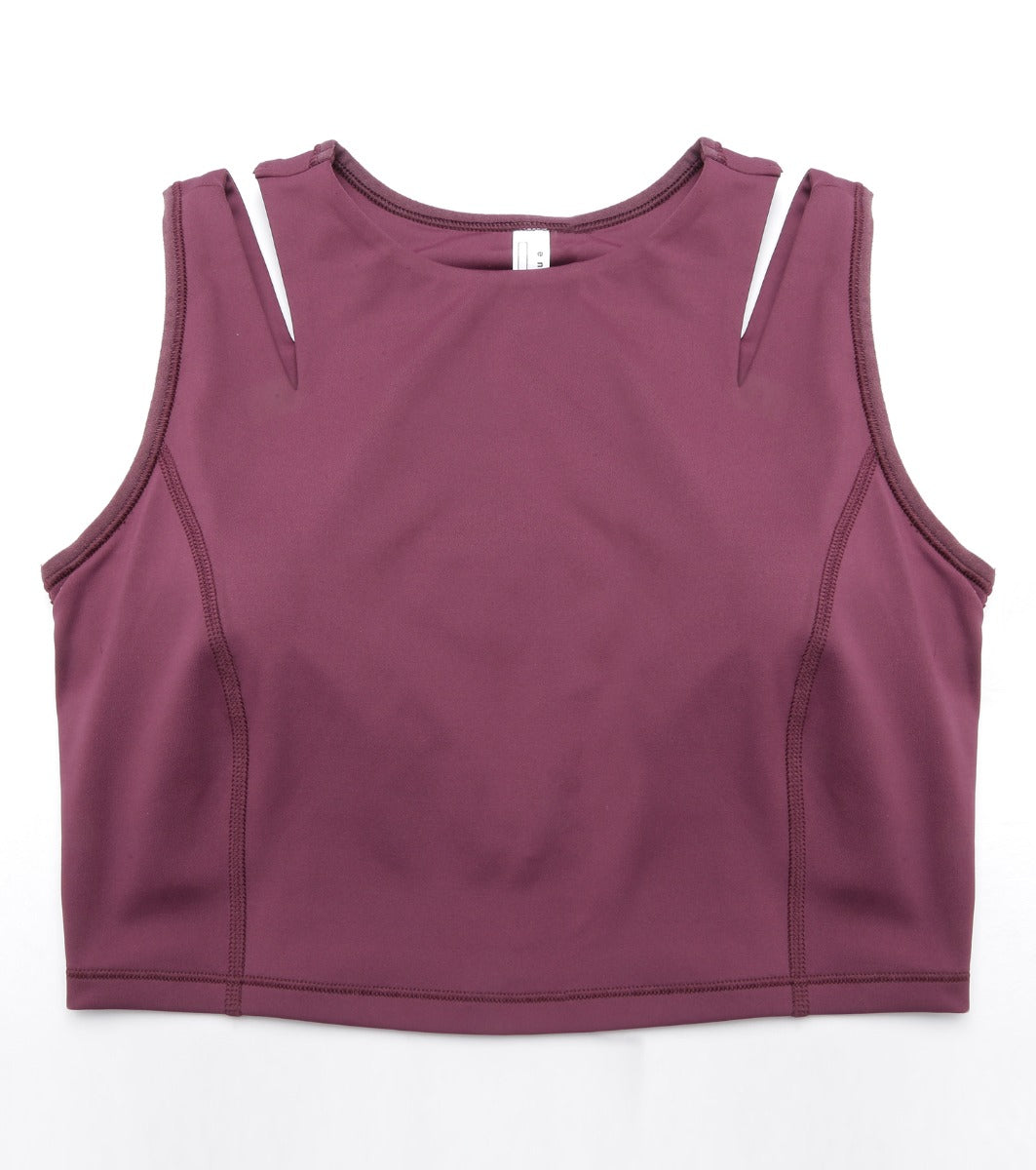 Shelf Bra Crop Vest | Crew Neck Vest With In-Built Shelf Bra Support & Removable Padding