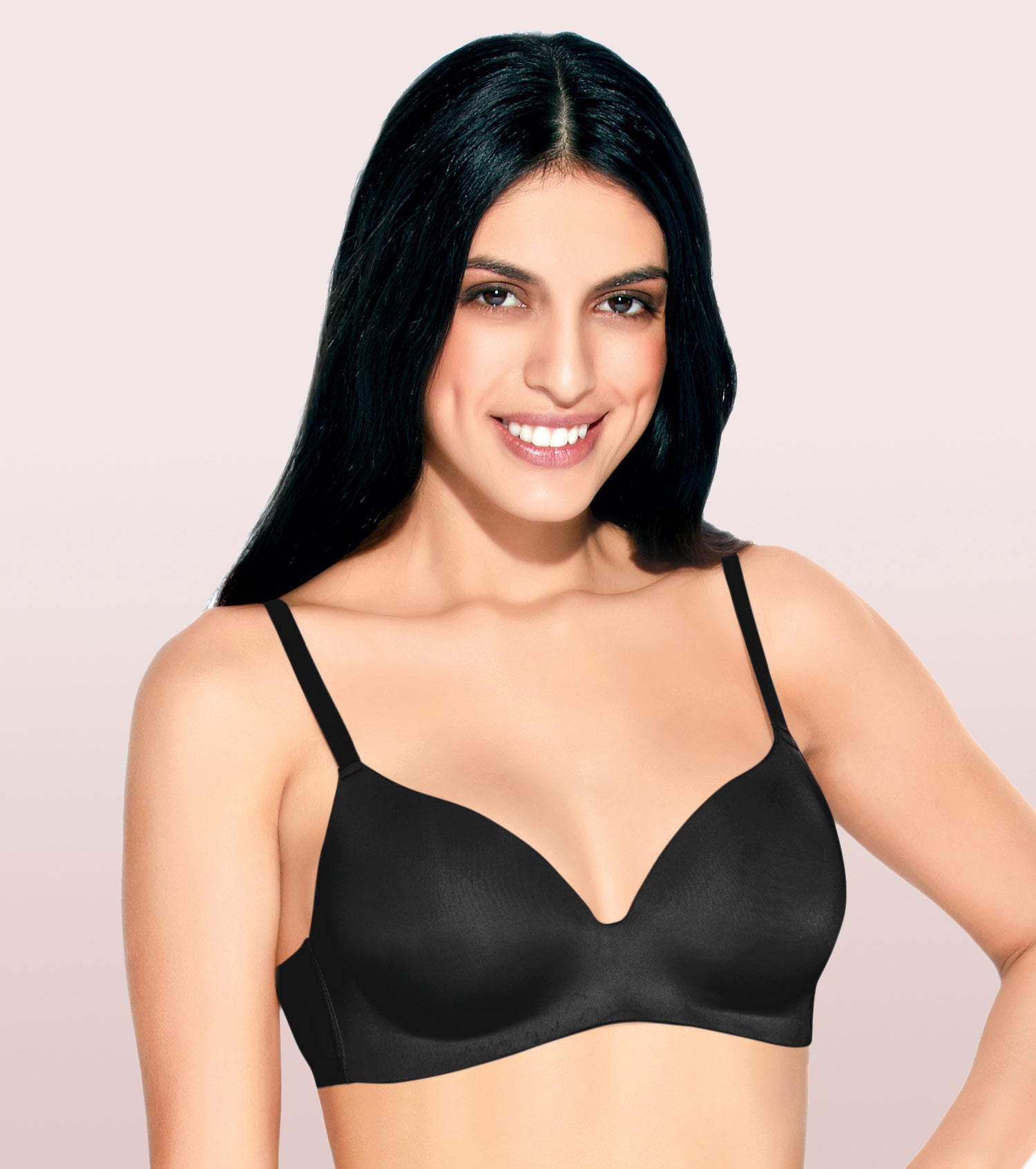 Enamor A019 T-Shirt Cotton Bra - Non-Padded Wirefree - Black 38C
