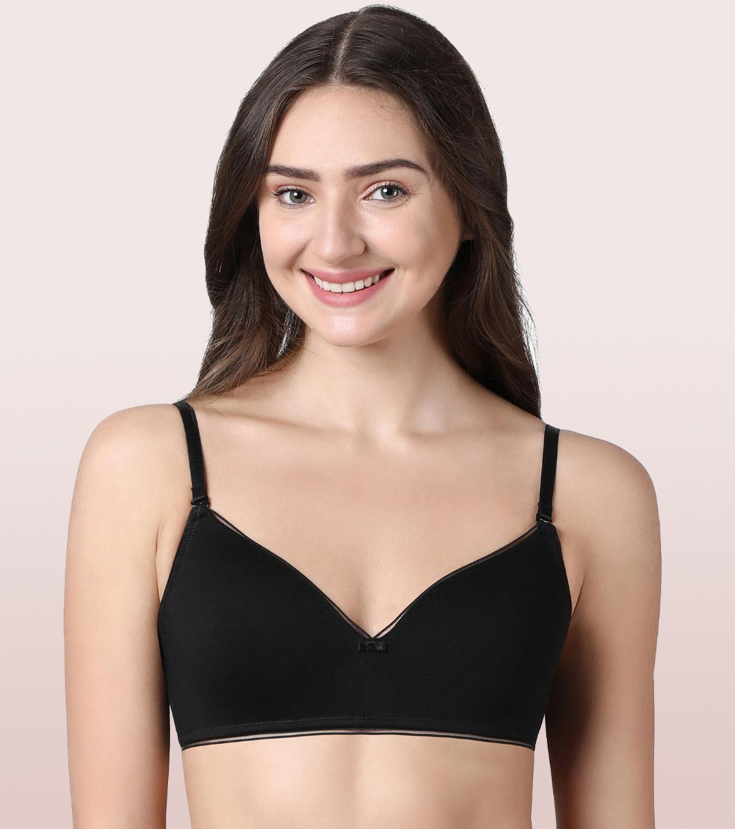 Lightweight V-Neck Cotton T-shirt Bra