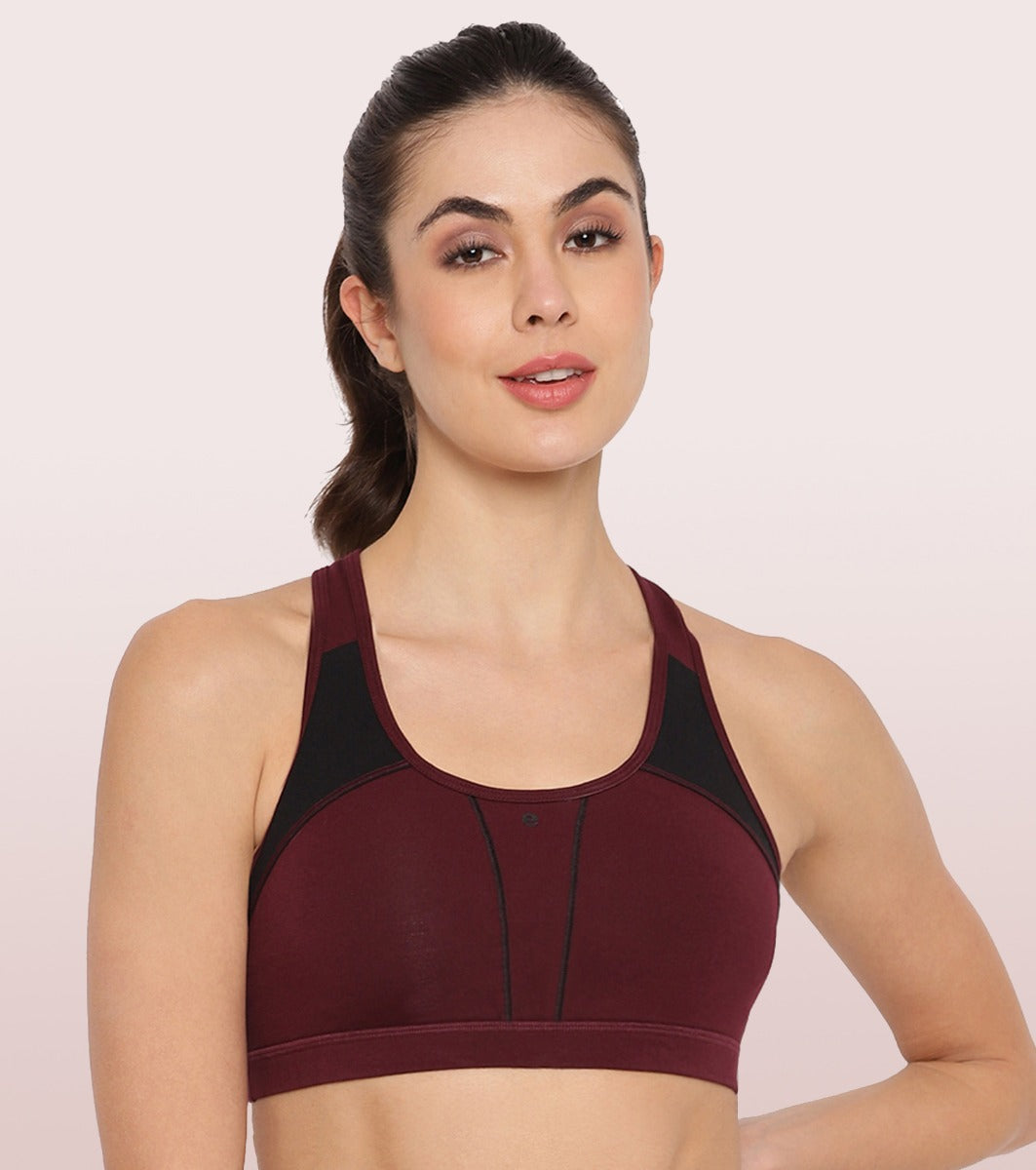 Racer Back Medium Impact Sports Bra with Removable Pads