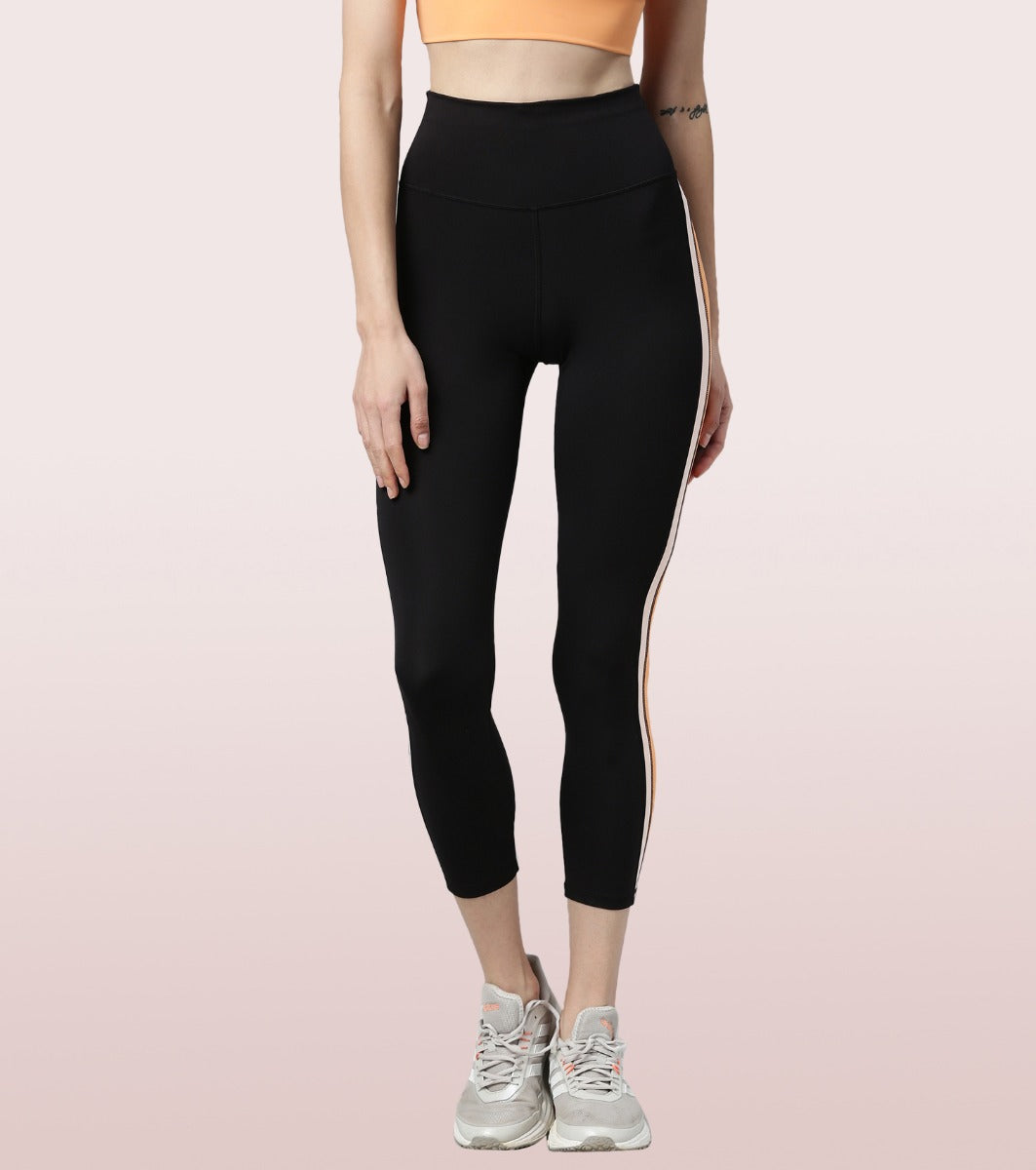 Hugged Leggings III | High Waisted 7/8 Length Dry Fit Sporty Side Stripe Leggings