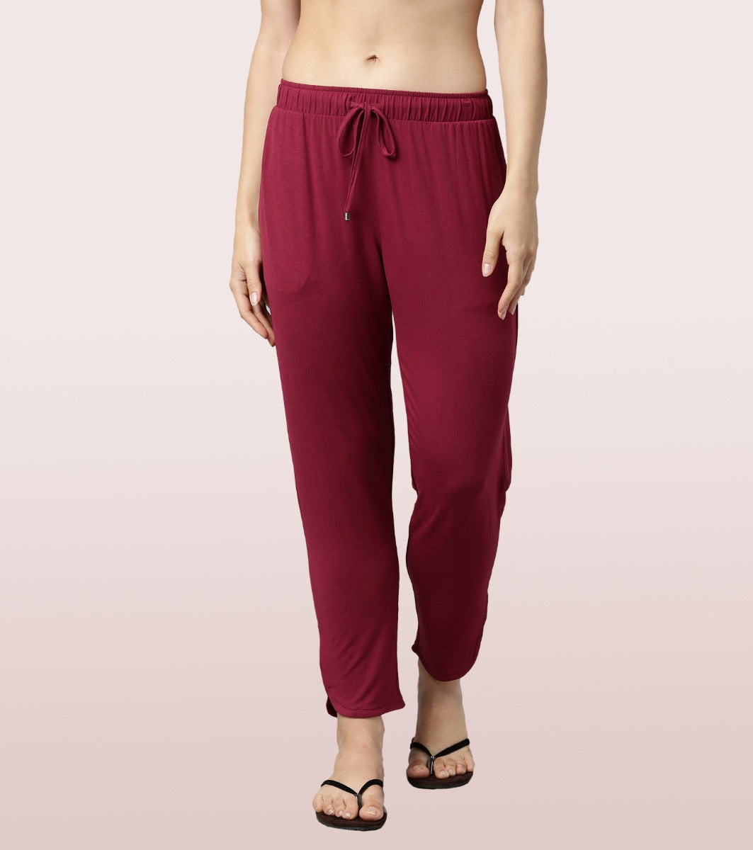 Shop-In Pants - Tapered Lounge Pants With Self Fabric Drawstring With Metal Ends