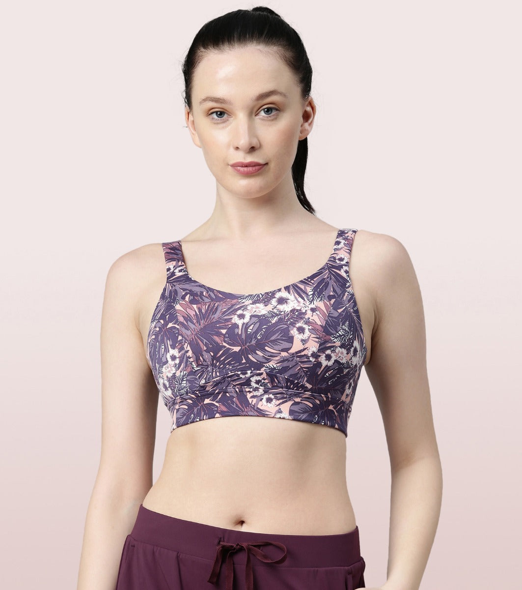 Enamor SB18 Women's Synthetic Convertible Back High Impact Sports Bra -  Padded Nod Wired Full Coverage(SB18-Lilac Run-36D)