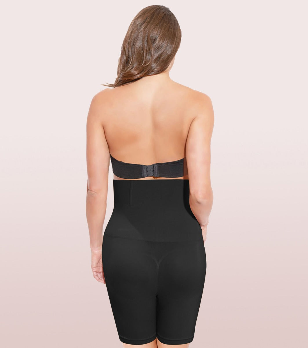 High compression mid-thigh strapless shaper