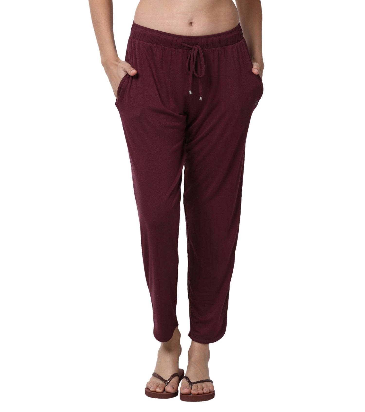 Shop-In Pants - Tapered Lounge Pants With Self Fabric Drawstring With Metal Ends