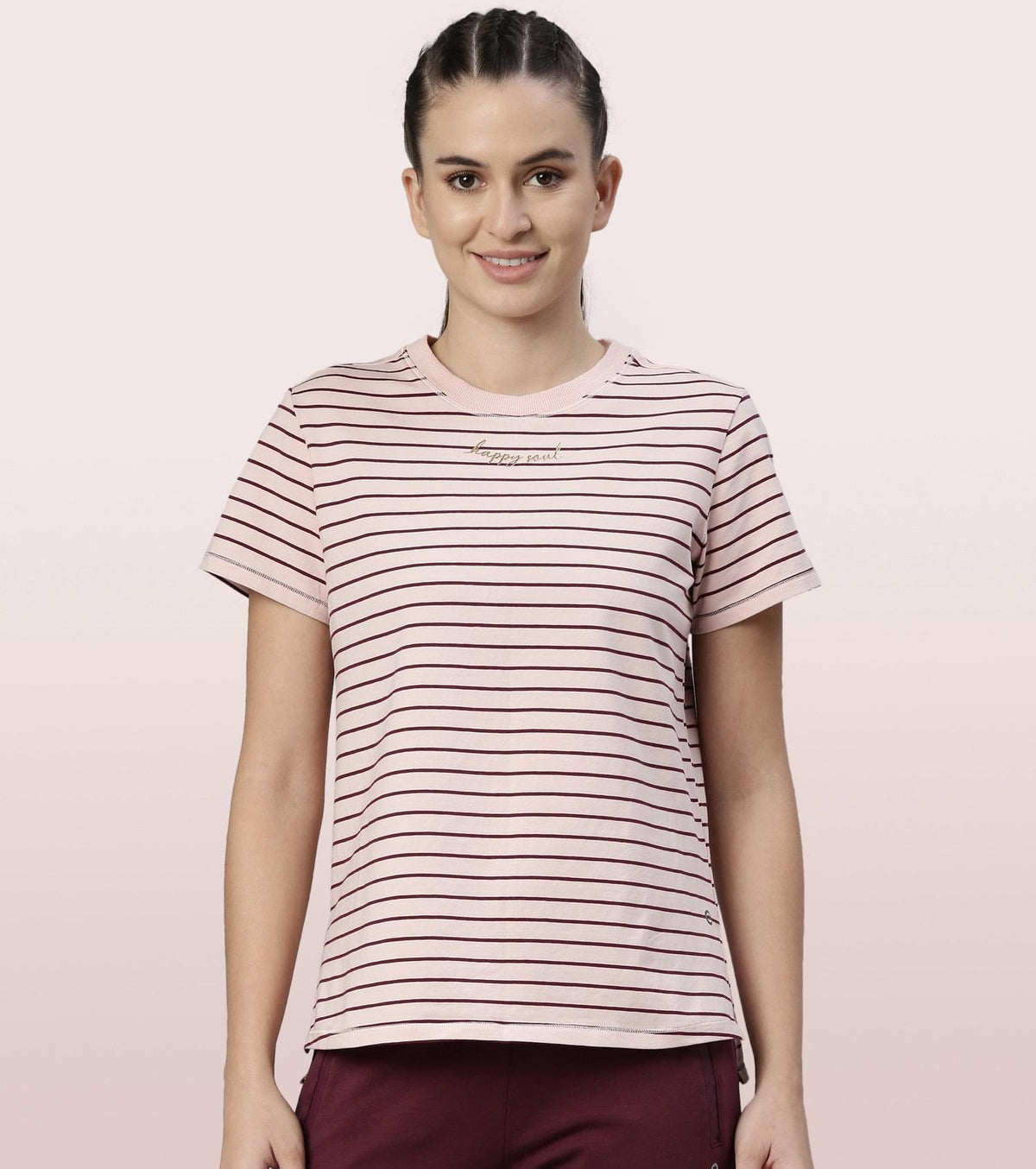 Active Cotton Tee -Stripes | Yarn Dyed Stripe Short Sleeve Anti-Odour Cotton Tee With Graphic