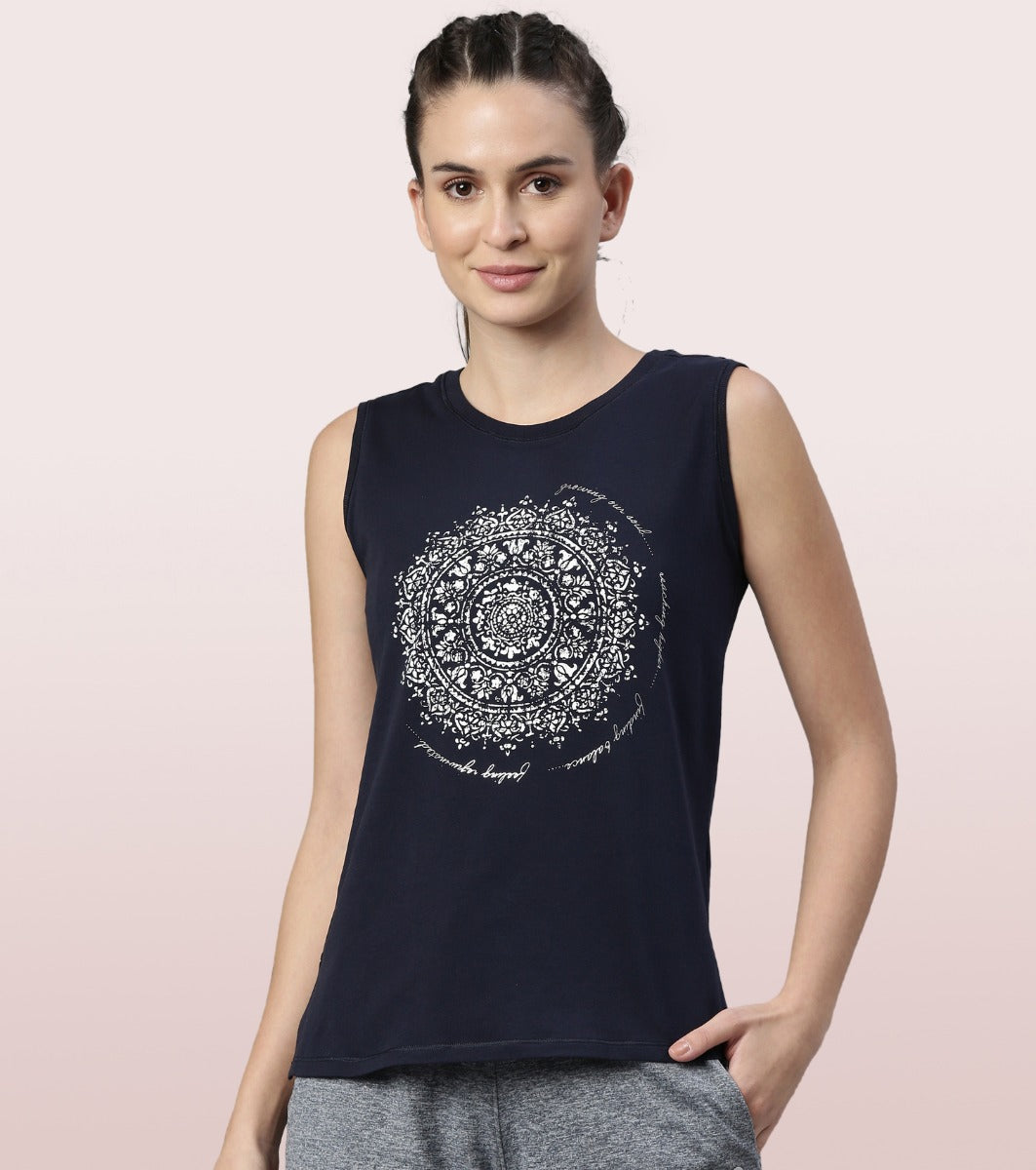 Stay Cool Tank | Crew Neck Anti-odour Stretch Cotton Muscle Tank With Graphic Print