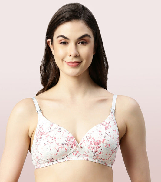 ENAMORE PERFECT PLUNGE T-SHIRT MEDIUM COVERAGE ECLIPSE LACE PADDED BRA F023  :: PANERI EMBROIDERY