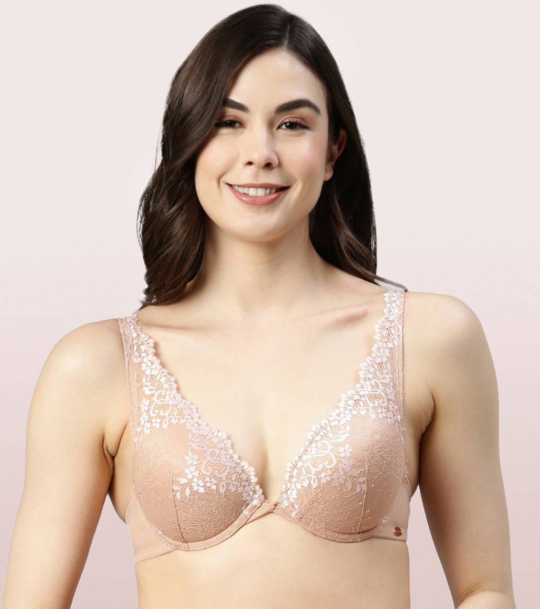 Enamor F125 LONGLINE COMFORT LACE BRA PADDED WIREFREE HIGH COVERAGE