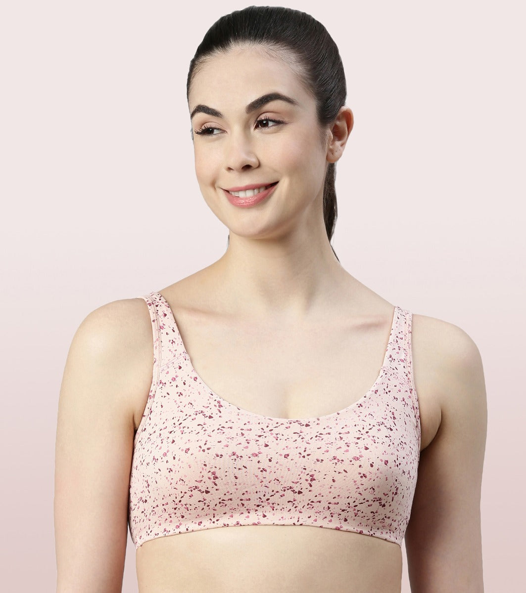 Buy Enamor SB17 Low Impact Cotton Sports Bra Non-Padded & Wirefree - Goth  Dial Print Online