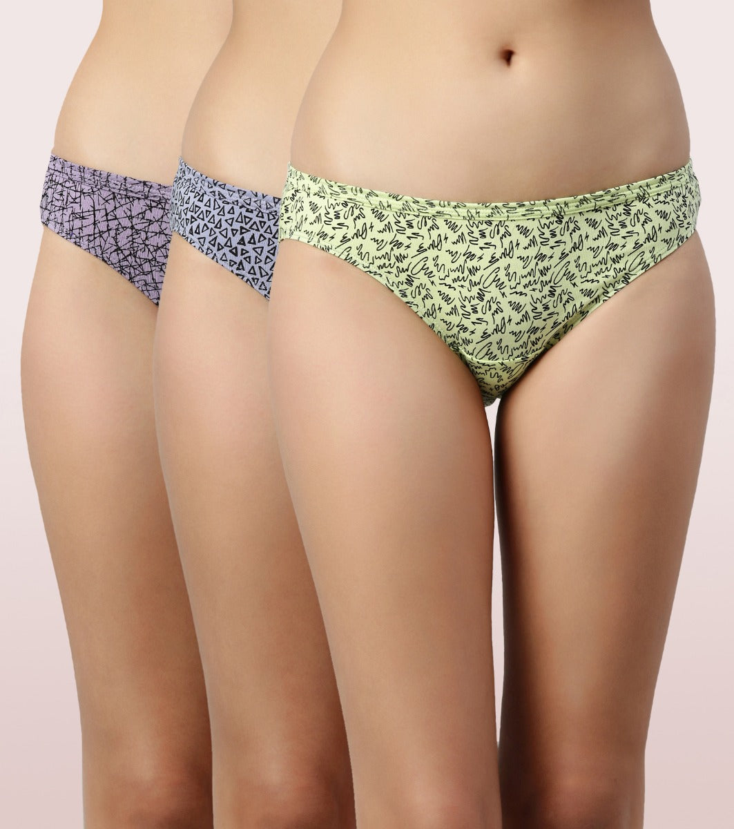 Buy Enamor Women's Pure Cotton Modern Solid Bikini Style Underwear (Pack of  3) (CB03_Multicolorsolid_S) at