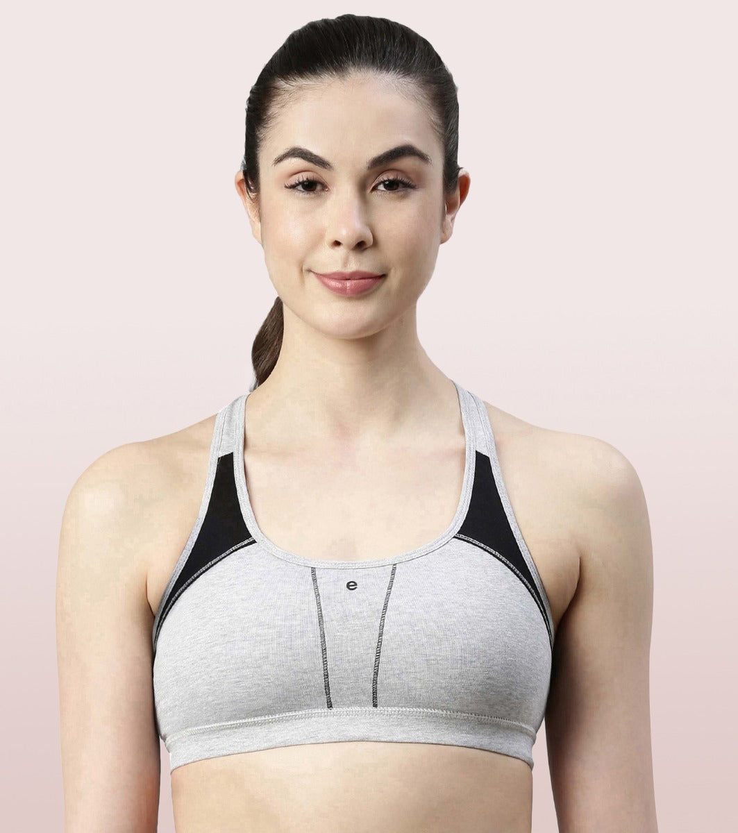 Racer Back Medium Impact Sports Bra with Removable Pads