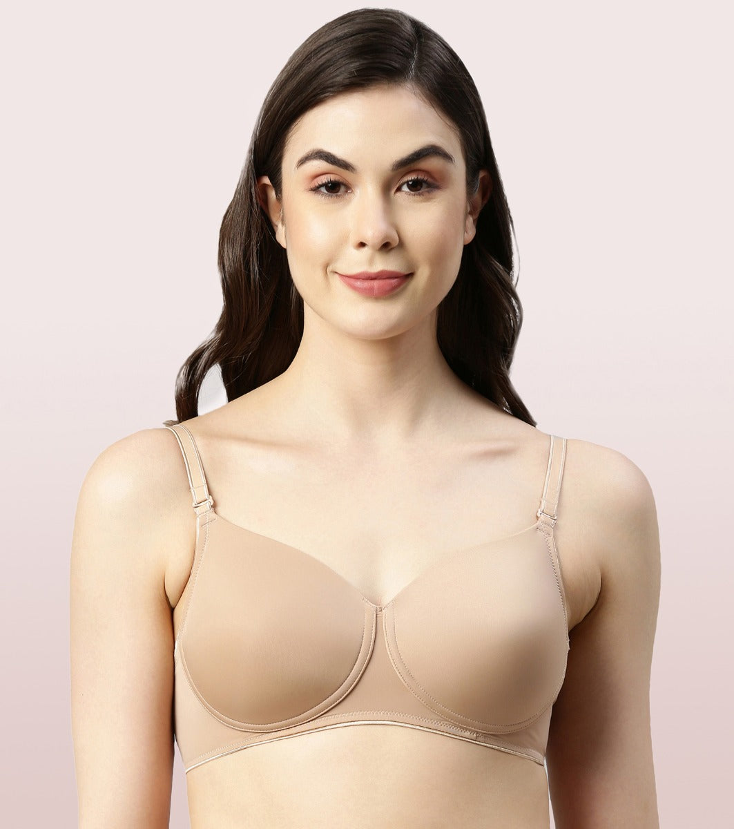 Enamor F065 Invisible Neckline Polyamide T-Shirt Bra Padded Wirefree High  Coverage (34DD, Pink Champagne) in Kolkata at best price by Trends (Axis  Mall) - Justdial
