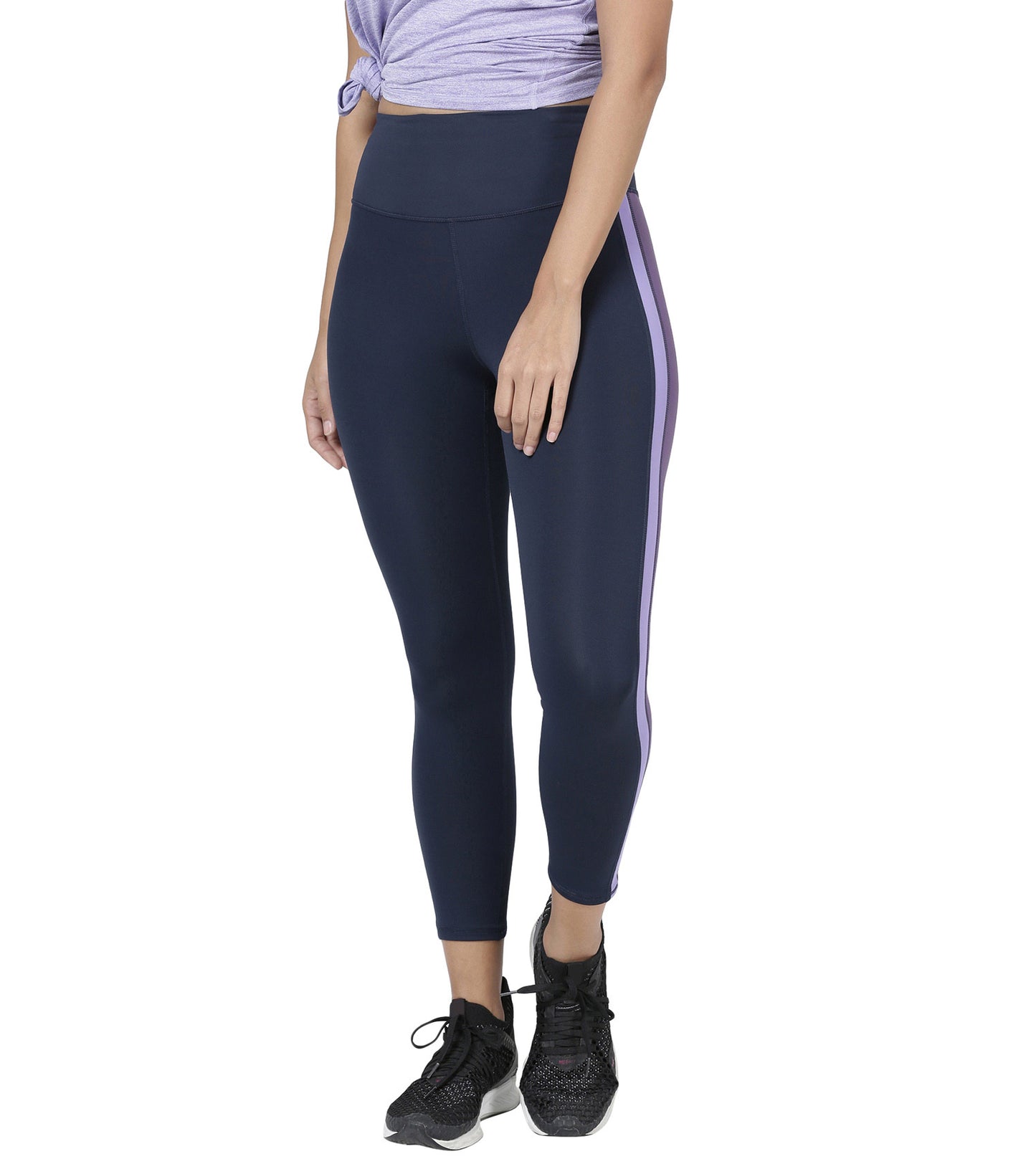 Hugged Leggings III | High Waisted 7/8 Length Dry Fit Sporty Side Stripe Leggings