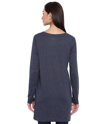 Tunic Tee – Solid | Long Sleeve Tunic Tee With Side Slit & Mindful Graphic